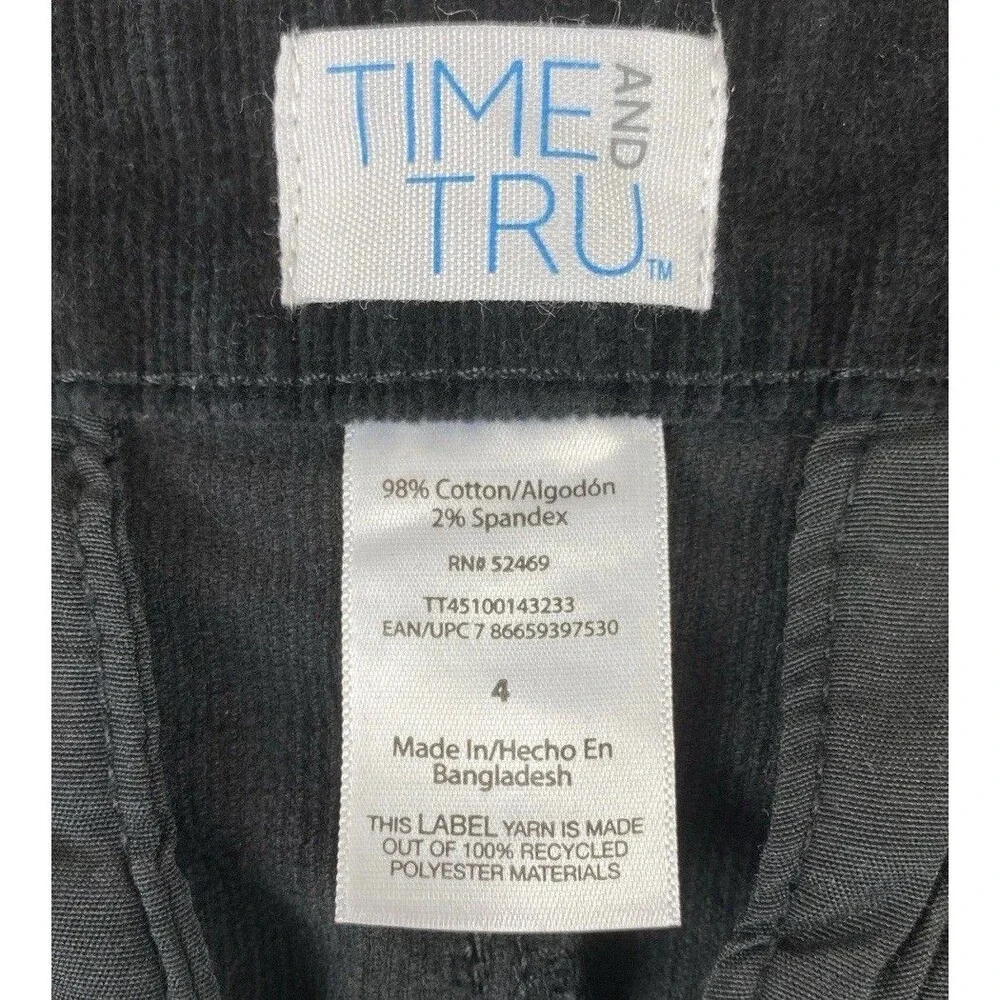 Time & Tru Black Corduroy Midi Skirt Size 4 Dark Academia Goth Romantic Grunge